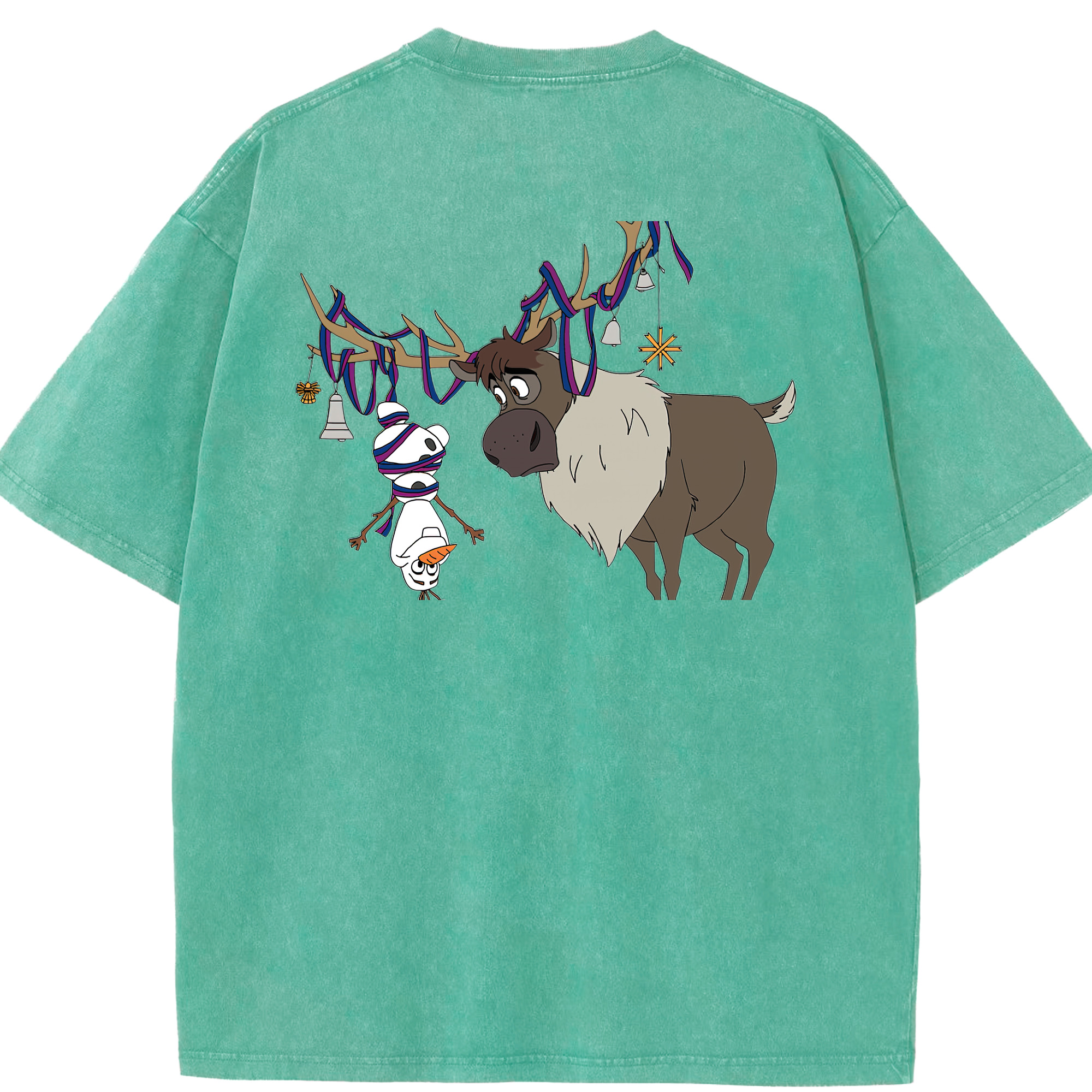 （画像用） アナと雪の女王 アンナ エルサ Frozen Anna Elsa 綿100% ヴィンテージ風 半袖Tシャツ（背面プリント）